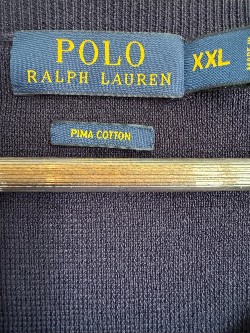 Polo Ralph Lauren XXL 100% Pima Cotton Classic Navy V-Neck Sweater Red Pony
